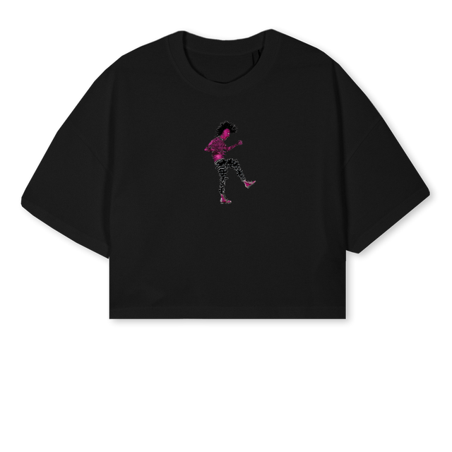 DEALER JOYEUX COUPER Black Cropped Oversized Tee.