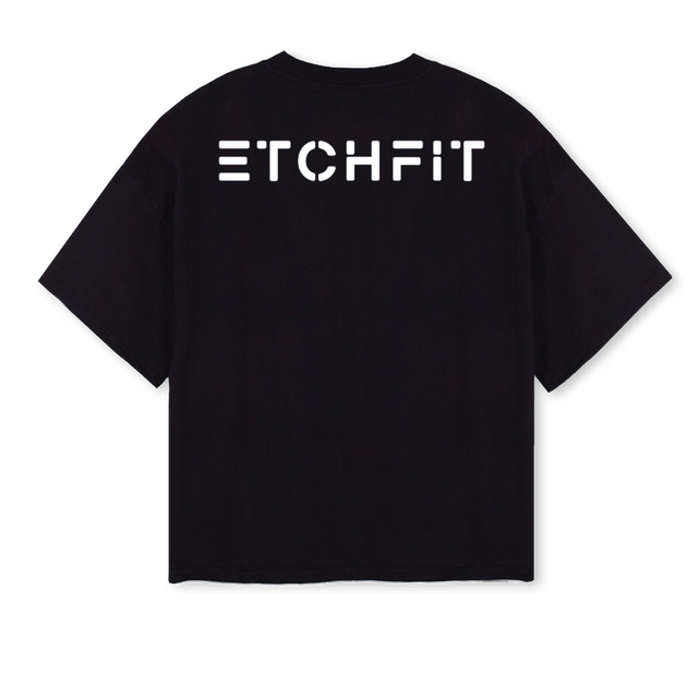 ETCHFITBOXY Black Oversized Boxy Tee.