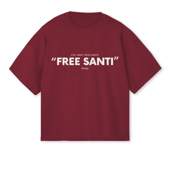 FREESANTI Burgundy Oversized Boxy Tee.
