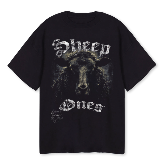 SHEEPHEAD Black Oversized Tee.