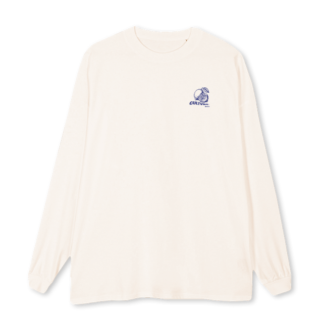 CULTVRE LIMON Vintage White Oversized LS Tee.