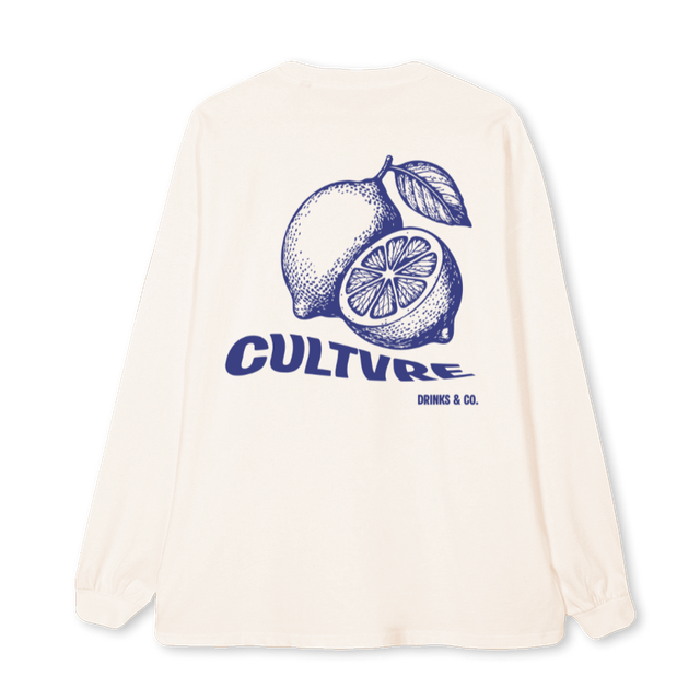 CULTVRE LIMON Vintage White Oversized LS Tee.