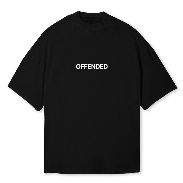 OFFENDEDBLACK Black Oversized Mock Neck Tee.