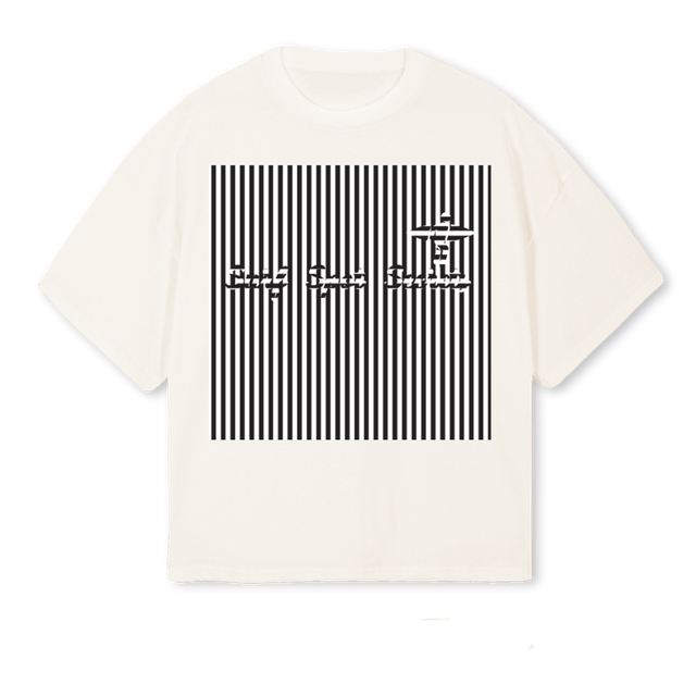 CAROANDSTRIPESBLACKW Vintage White Oversized Boxy Tee.