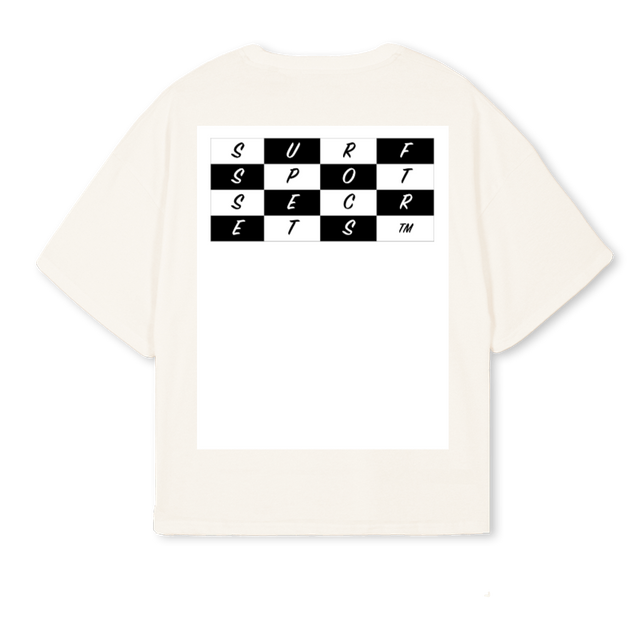 CAROANDSTRIPESBLACKW Vintage White Oversized Boxy Tee.