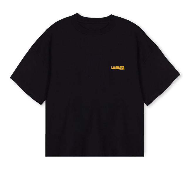 DANCEYELLOWBLACK Black Oversized Boxy Tee.