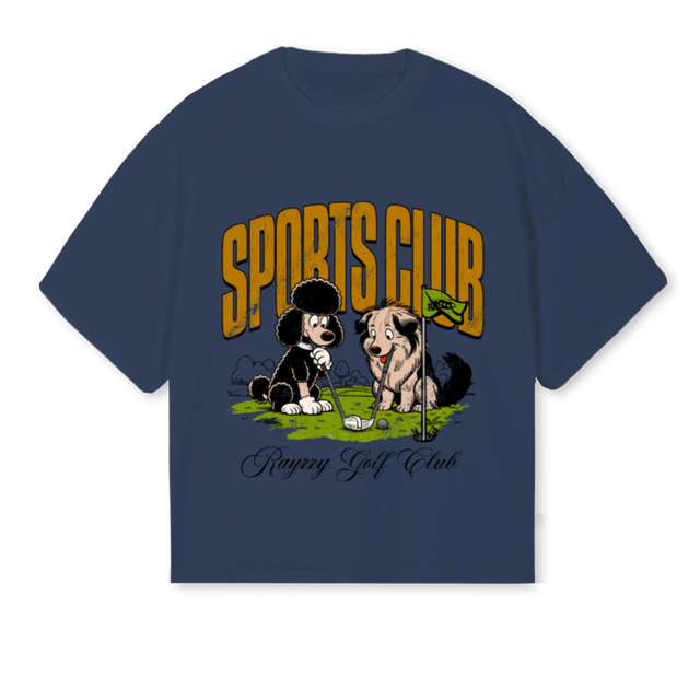 DOGGY GULF Navy Blue Oversized Boxy Tee.