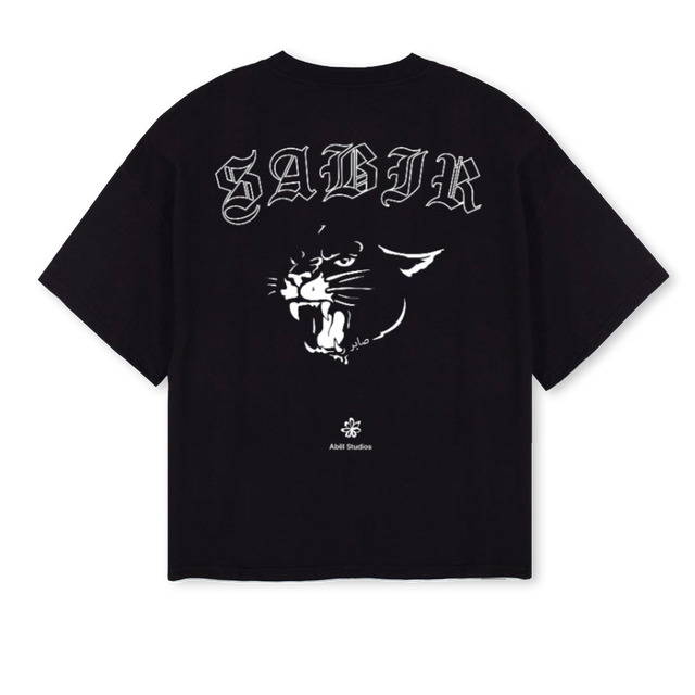SABIR Black Oversized Boxy Tee.