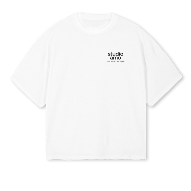 STUDIOAMO White Oversized Boxy Tee.