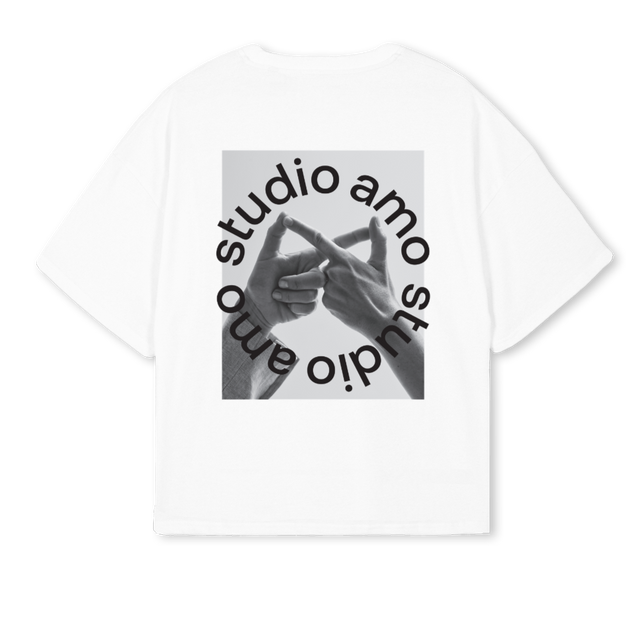 STUDIOAMO White Oversized Boxy Tee.
