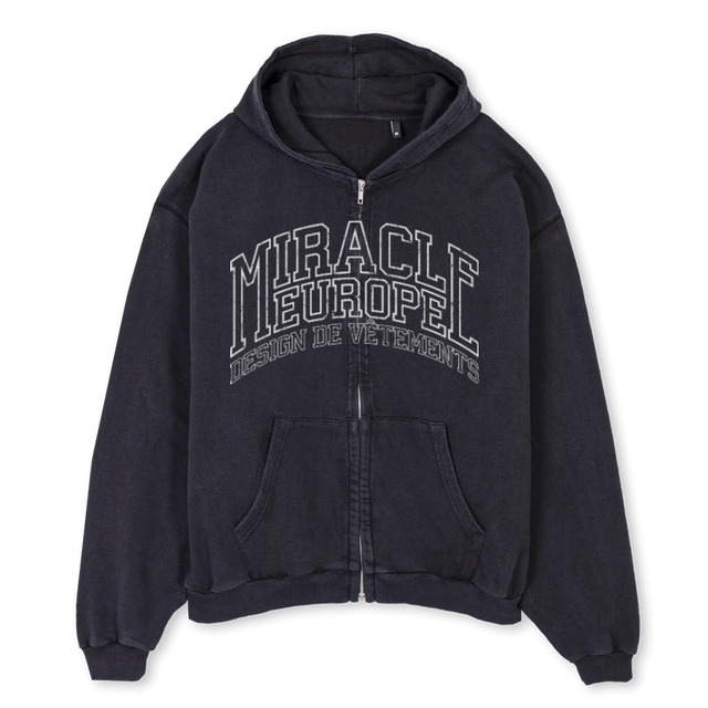 SAMPLEXSIX Vintage Black Oversized Zipped Hoodie.