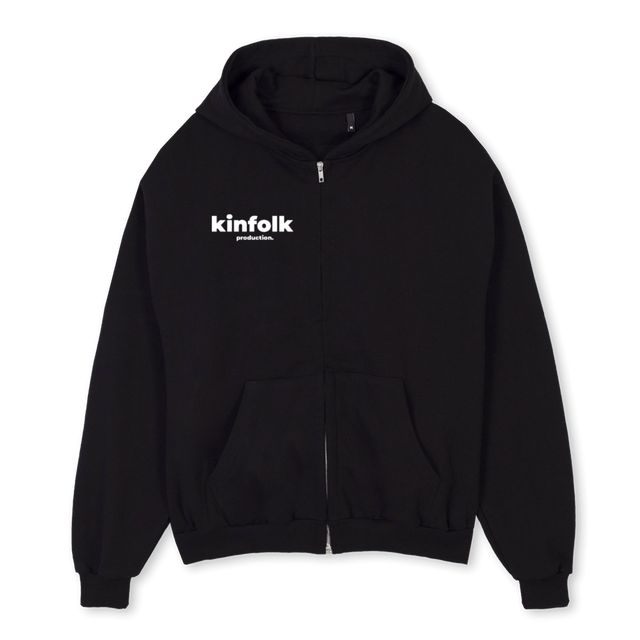 KFOLKK Black Oversized Zipped Hoodie.