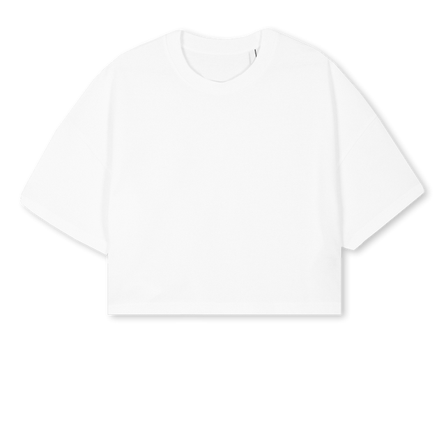 BACK PRINT White Cropped Oversized Tee.