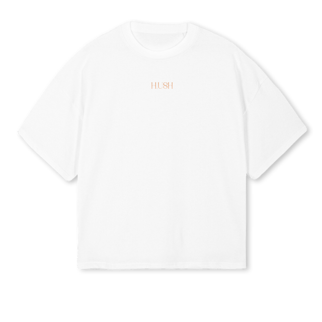 HUSH IBIZ White Oversized Boxy Tee.