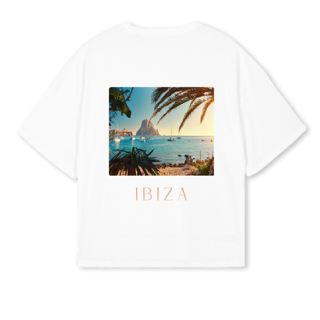 HUSH IBIZ White Oversized Boxy Tee.