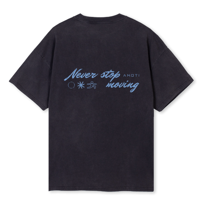 NEVERSTOPMOVBLUE Vintage Black Oversized Tee.