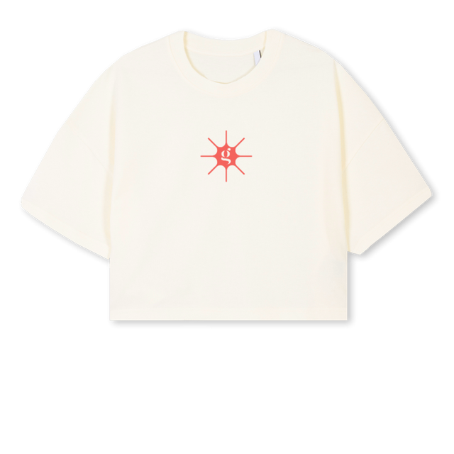 LIBMAIN Cream Cropped Oversized Tee.