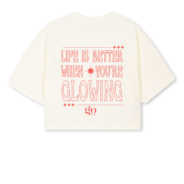 LIBMAIN Cream Cropped Oversized Tee.