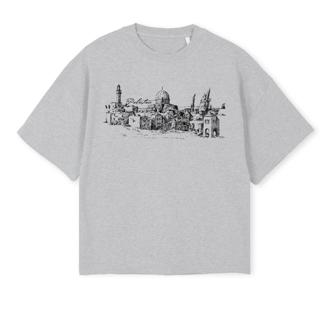 DOMEGREY Light Grey Marl Oversized Boxy Tee.