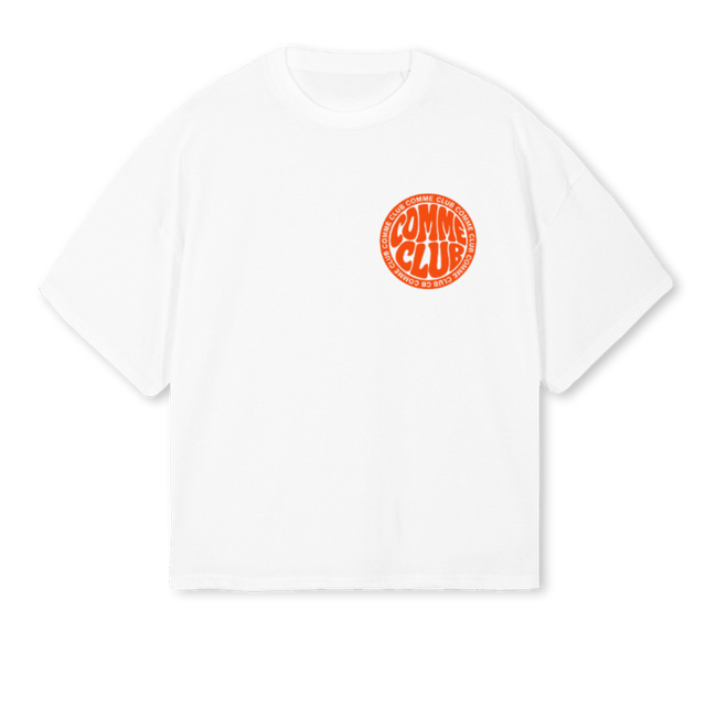 COMMECLUBCIRCLE White Oversized Boxy Tee.