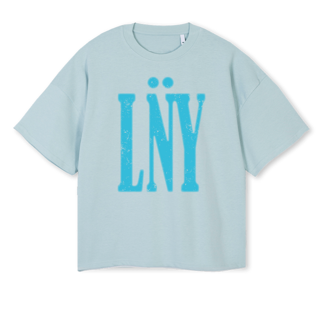 AZUL CLARITO Cold Blue Oversized Boxy Tee.