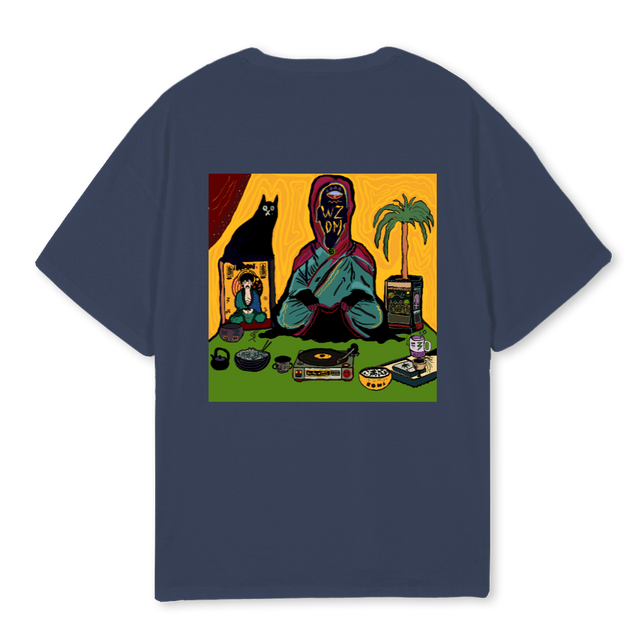 MYSTICWIZARDBLU Navy Blue Oversized Tee.