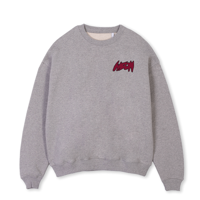 DRAGONSEYESWEATGREY Grey Marl Oversized Crewneck Sweater.