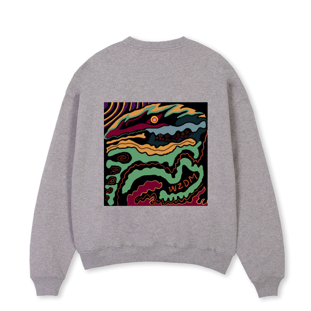 DRAGONSEYESWEATGREY Grey Marl Oversized Crewneck Sweater.