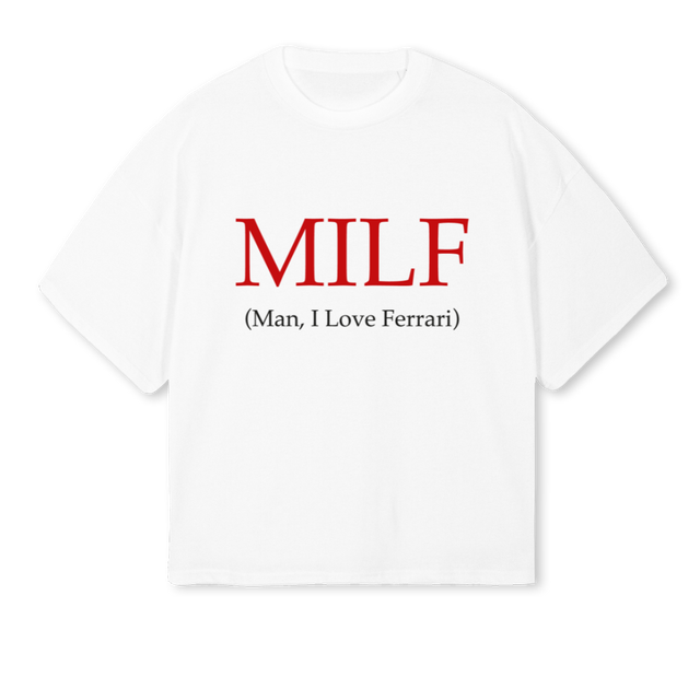 MILF White Oversized Boxy Tee.