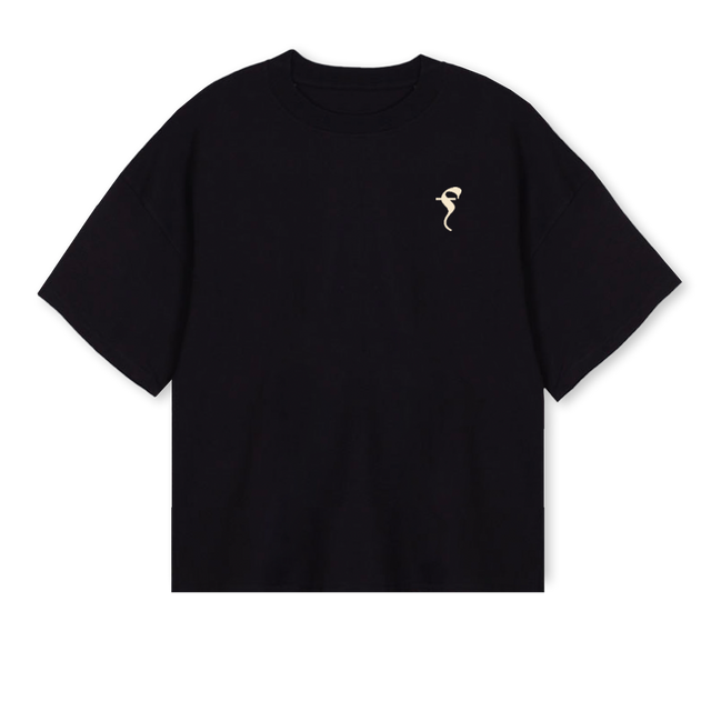 FLOR CARVOARIA Black Oversized Boxy Tee.