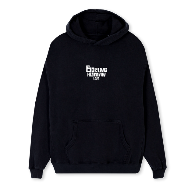 BORING Black Regular Hoodie.