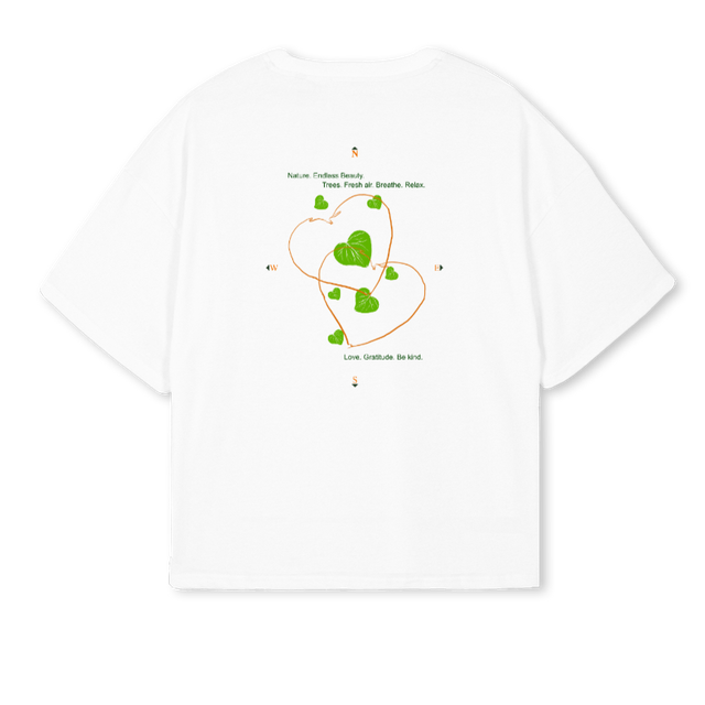 LEAVES White Oversized Boxy Tee.