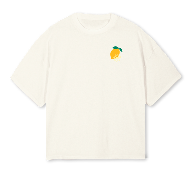 JAUNE CITRON Cream Oversized Boxy Tee.