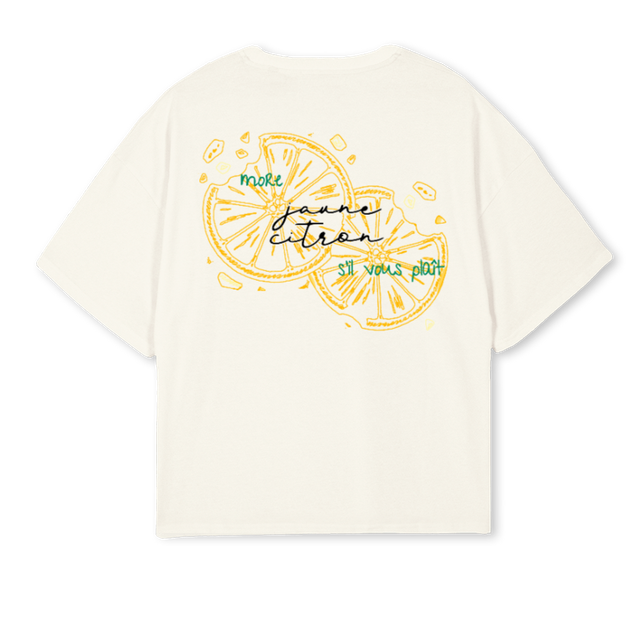 JAUNE CITRON Cream Oversized Boxy Tee.