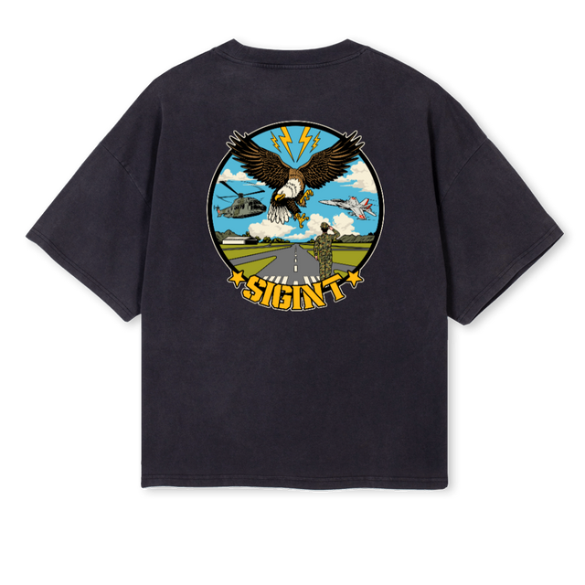 SIGINTSHIRTTWO Vintage Black Oversized Boxy Tee.