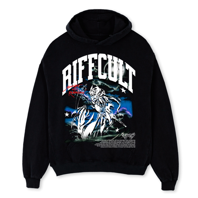 NIGHTREAP Black Oversized Hoodie.