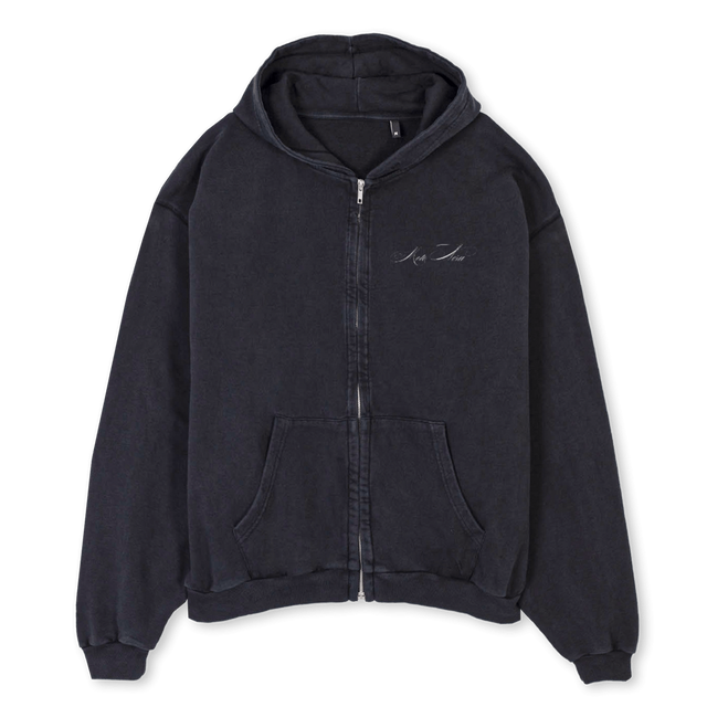 NEWSCRIPTY Vintage Black Oversized Zipped Hoodie.