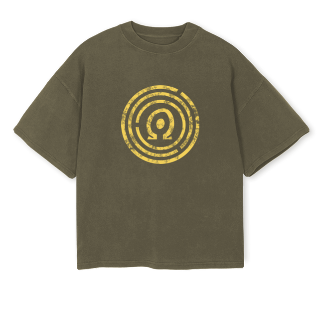 OLIV LABYRINTH Vintage Olive Oversized Boxy Tee.