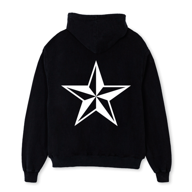 SPEZZBACKSTAR Black Oversized Hoodie.