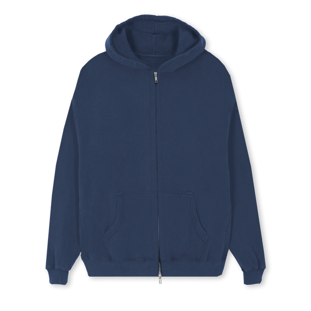 MIAHOODIEBLUEWHITE Navy Blue Regular Zipped Hoodie.