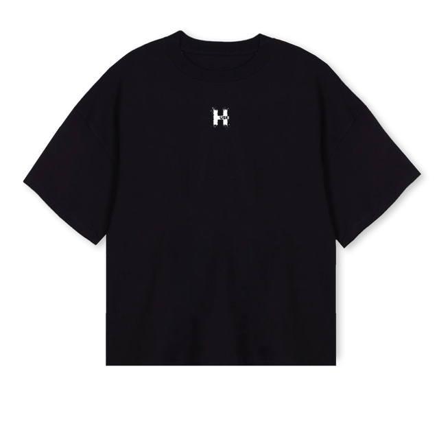 DESTRUCTURERHUSH Black Oversized Boxy Tee.