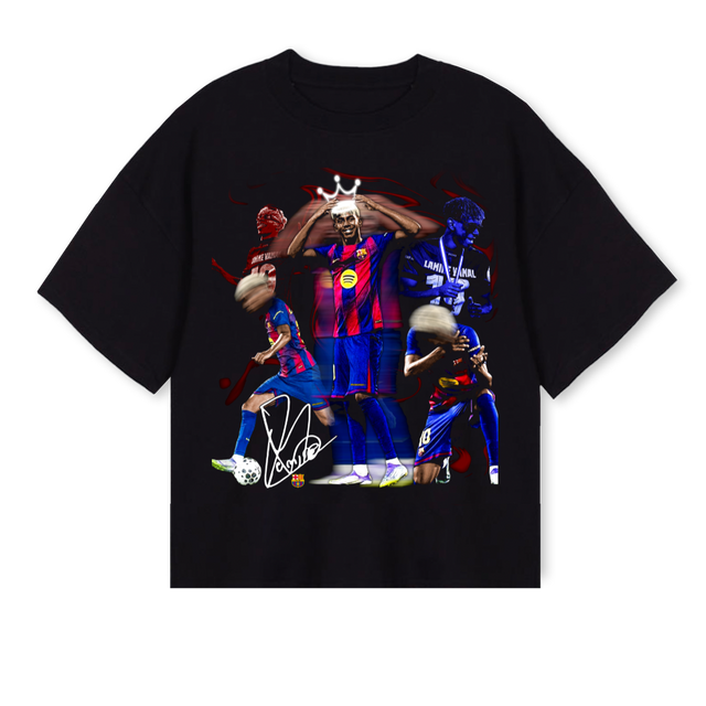 LAMINE Black Oversized Boxy Tee.