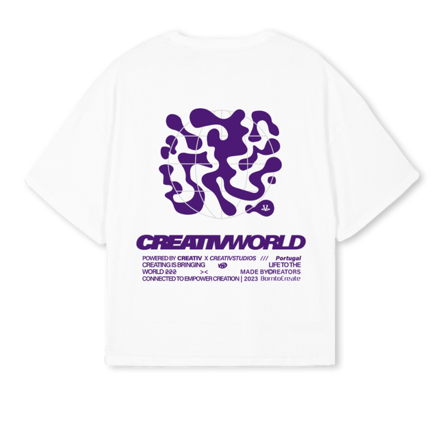 CREATIVWORLD White Oversized Boxy Tee.