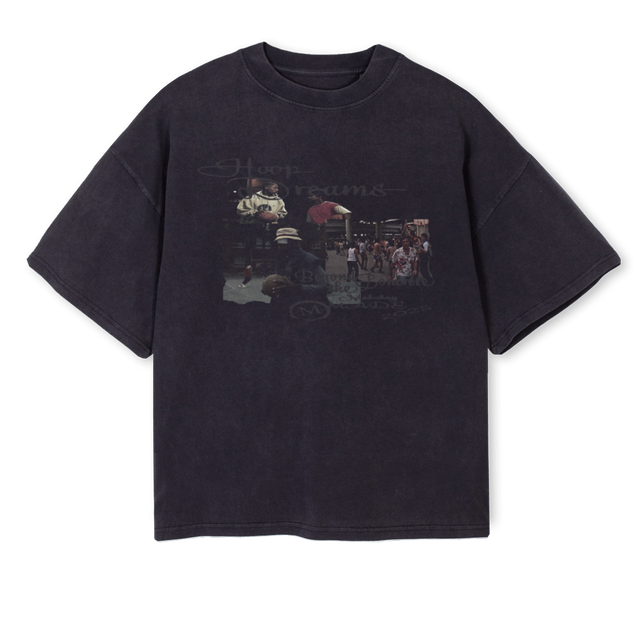 HOOPDREAMS Vintage Black Oversized Boxy Tee.