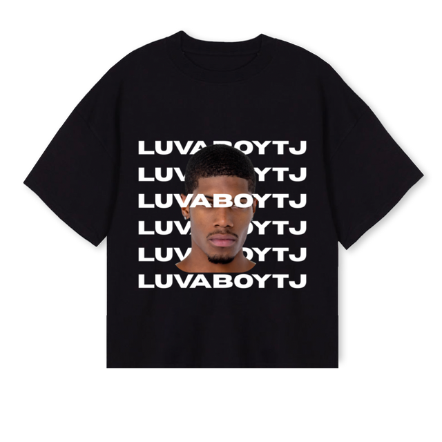 LUVABOY REPEAT Black Oversized Boxy Tee.