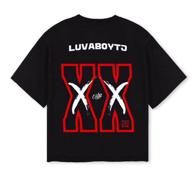 LUVABOY REPEAT Black Oversized Boxy Tee.