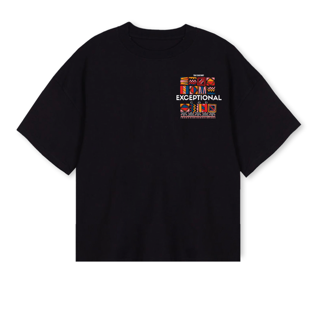 KAYGBLKHER Black Oversized Boxy Tee.