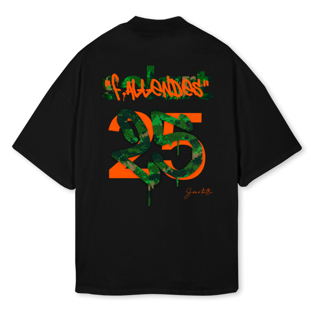 VARTALLIXALLENDES Black Oversized Mock Neck Tee.