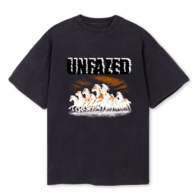 UNFAZED STABLE Vintage Black Oversized Tee.