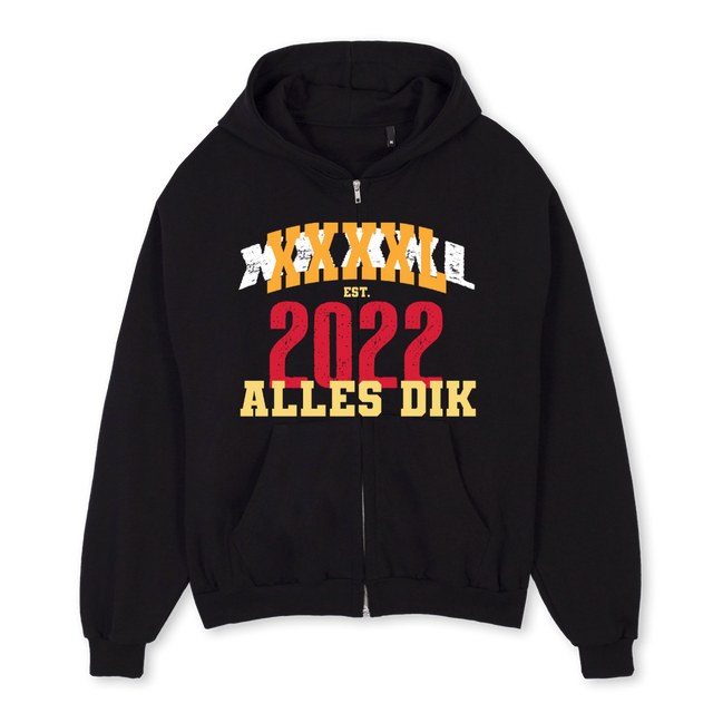 XXXXLS Black Oversized Zipped Hoodie.